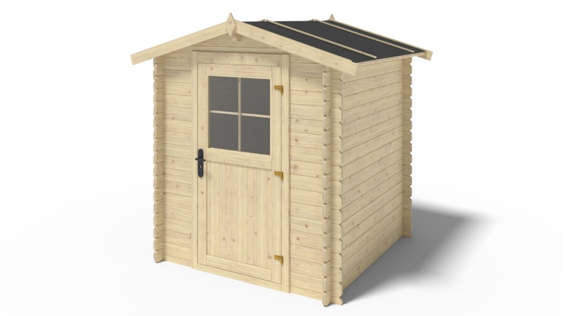 Abri de jardin en bois - 3.61m2 - 1.9x1.9m - Ep. 28mm - Couleur: naturel