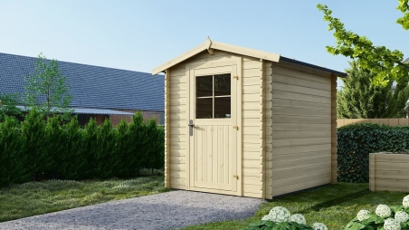 Abri de jardin en bois - 4.75m2 - 1.9x2.5m - Ep. 28mm - Couleur: naturel