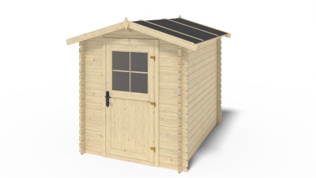 Abri de jardin en bois - 4.75m2 - 1.9x2.5m - Ep. 28mm - Couleur: naturel