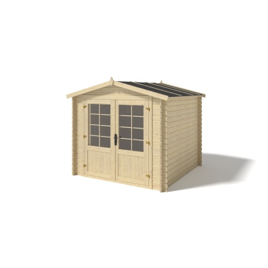 Abri de jardin en bois - 6.25m2 - 2.5x2.5m - Ep. 28mm - Couleur: naturel 2