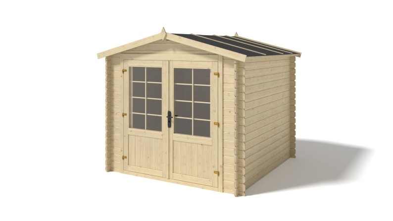 Abri de jardin en bois - 6.25m2 - 2.5x2.5m - Ep. 28mm - Couleur: naturel