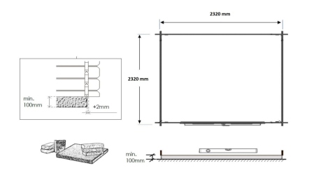 Abri de jardin en bois - 6.25m2 - 2.5x2.5m - Ep. 28mm - Couleur: naturel