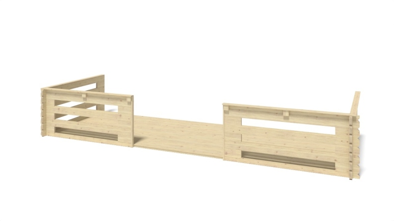 Abri de jardin en bois - 6x6 m + terrasse avec balustrade et avant-toit en bois - 48 m2