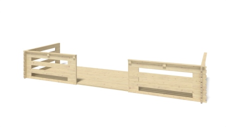 Abri de jardin en bois - 6x6 m + terrasse avec balustrade et avant-toit en bois - 48 m2