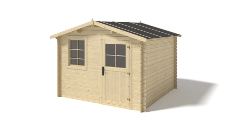 Abri de jardin en bois - 3x2 m + terrasse avec balustrade et avant-toit en bois - 15 m2