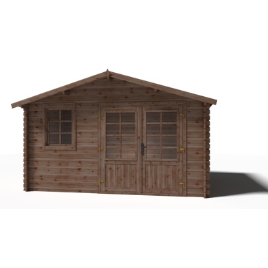 Abri de jardin en bois - 11.7m2 - 3.9x3m - Traité - Ep. 34mm - Couleur: marron 2