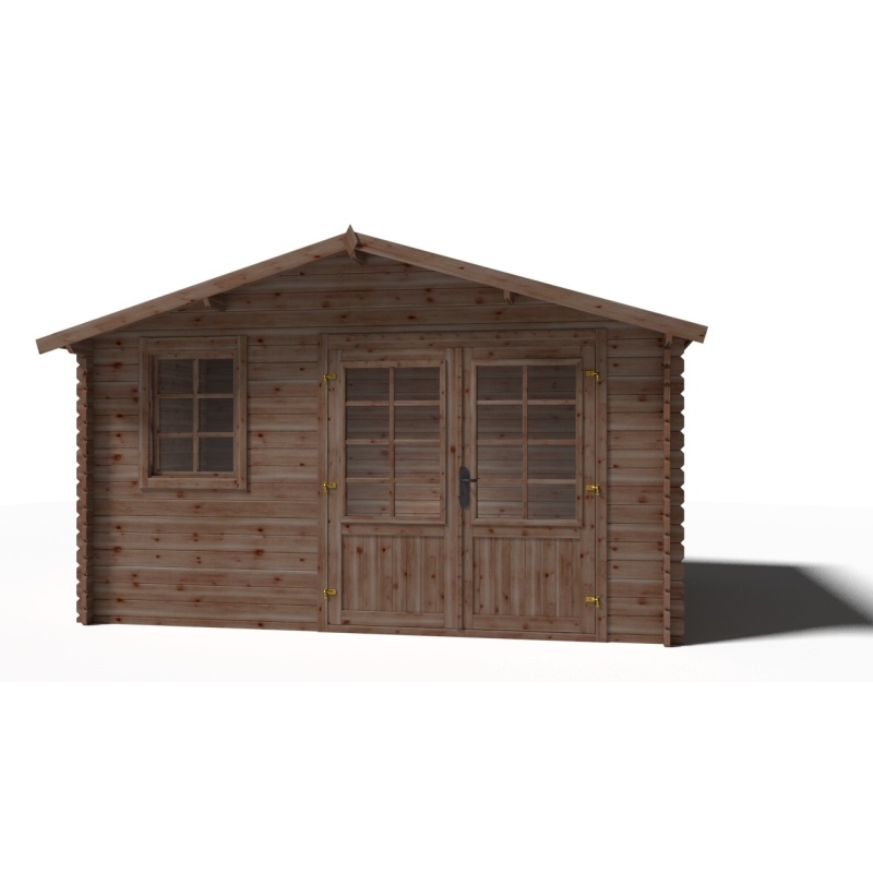 Abri de jardin en bois - 11.7m2 - 3.9x3m - Traité - Ep. 34mm - Couleur: 