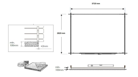 Abri de jardin en bois - 11.7m2 - 3.9x3m - Traité - Ep. 34mm - Couleur: marron