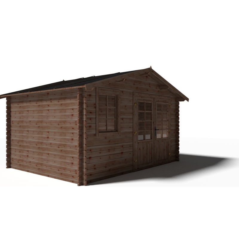 Abri de jardin en bois - 11.7m2 - 3.9x3m - Traité - Ep. 34mm - Couleur: 