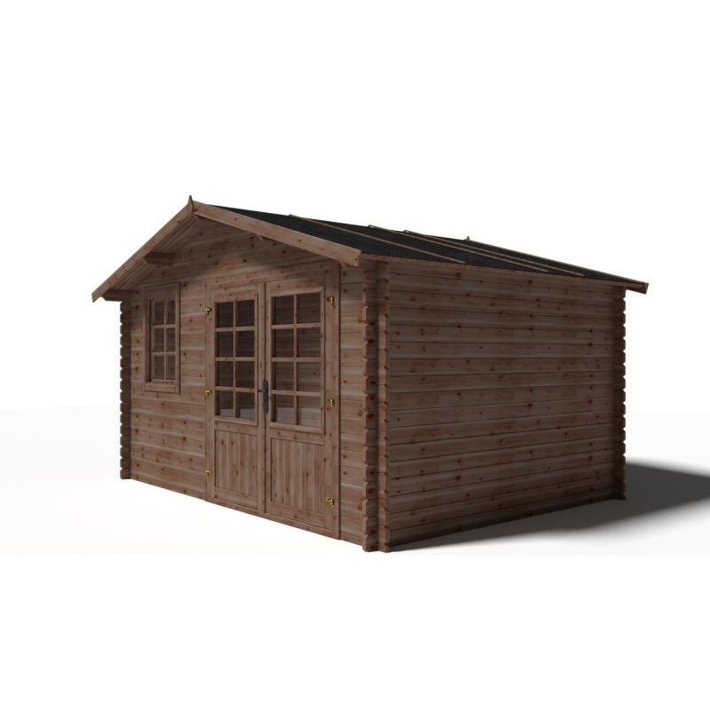 Abri de jardin en bois - 11.7m2 - 3.9x3m - Traité - Ep. 34mm - Couleur: 