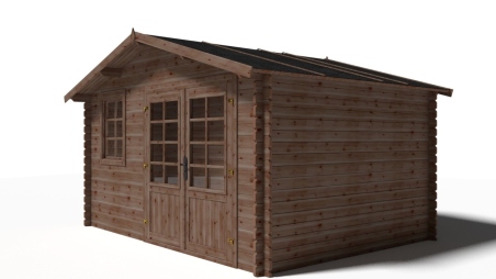 Abri de jardin en bois - 11.7m2 - 3.9x3m - Traité - Ep. 34mm - Couleur: marron