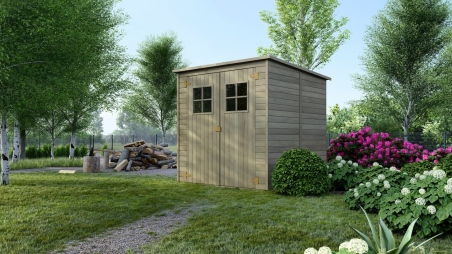 Abri de jardin en bois 3.42 m2 - 1.9x1.8 m - traité - Couleur: vert