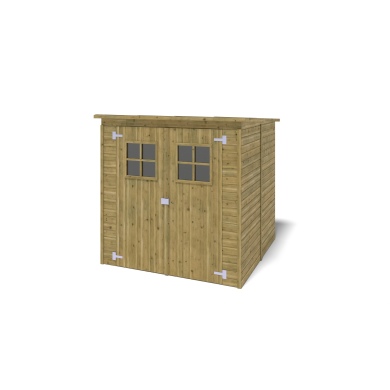 Abri de jardin en bois 3.42 m2 - 1.9x1.8 m - traité - Couleur: vert 2