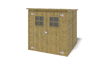 Abri de jardin en bois 3.42 m2 - 1.9x1.8 m - traité - Couleur: vert