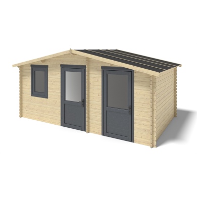 Abri de jardin en bois - 15m2 - 5x3m - Ep. 28mm - Couleur: naturel