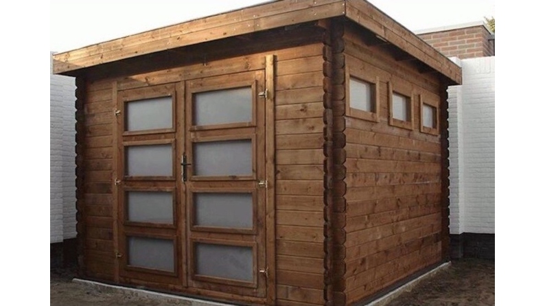 Abri de jardin en bois - 9m2 - 3x3m - Traité - Ep. 28mm - Couleur: marron