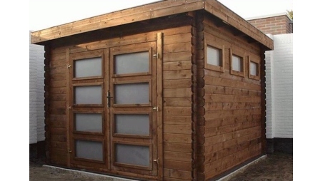 Abri de jardin en bois - 9m2 - 3x3m - Traité - Ep. 28mm - Couleur: marron