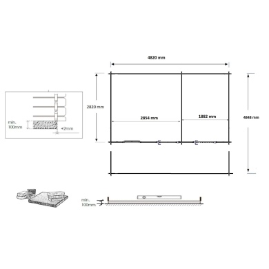 Abri de jardin en bois - 5x3 m + terrasse avec balustrade et avant-toit en bois - 25 m2 2