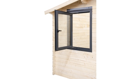 Abri de jardin en bois - 5x3 m + terrasse avec balustrade et avant-toit en bois - 25 m2