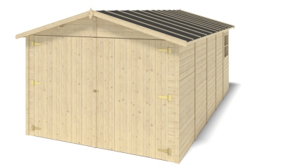 Garage en bois - 14.94m2 - 3.05x4.93m - Ep. 18mm - couleur: naturel