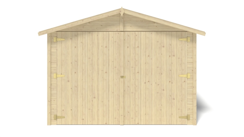 Garage en bois - 14.94m2 - 3.05x4.93m - Ep. 18mm - couleur: naturel