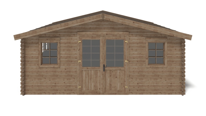 Abri de jardin en bois - 34.8m2 - 5.9x5.9m - Traité - Ep. 45mm - Couleur: marron