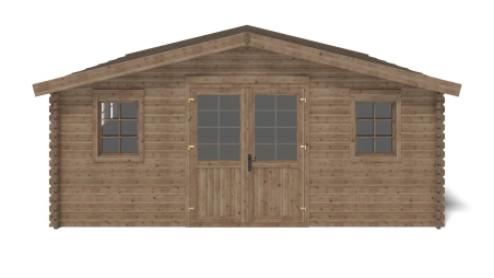 Abri de jardin en bois - 34.8m2 - 5.9x5.9m - Traité - Ep. 45mm - Couleur: marron