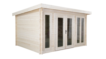 Abri de jardin en bois - 12m2 - 4x3m - Ep. 34mm - Couleur: naturel