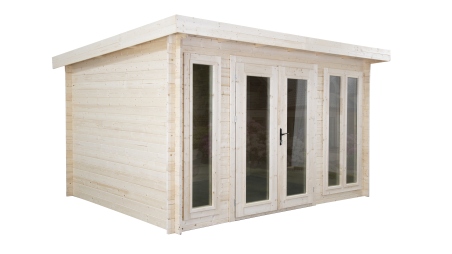 Abri de jardin en bois - 16m2 - 4x4m - Ep. 34mm - Couleur: naturel