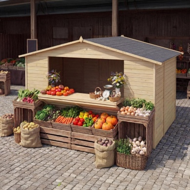 Kiosque/ stand de marché/ de vente 9.42 m2 - 3.11x3.03 m - 19 mm