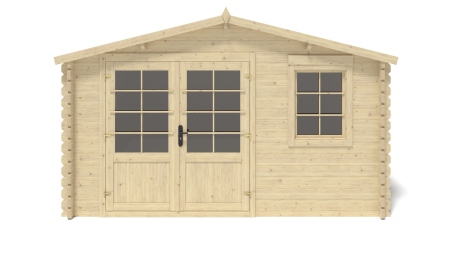 Abri de jardin en bois - 15.21m2 - 3.9x3.9m - Ep. 40mm - Couleur: naturel