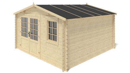 Abri de jardin en bois - 15.21m2 - 3.9x3.9m - Ep. 40mm - Couleur: naturel