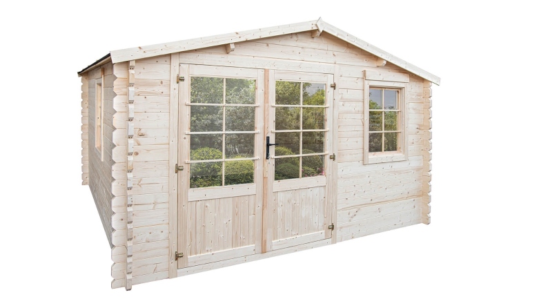 Abri de jardin en bois - 15.21m2 - 3.9x3.9m - Ep. 40mm - Couleur: naturel
