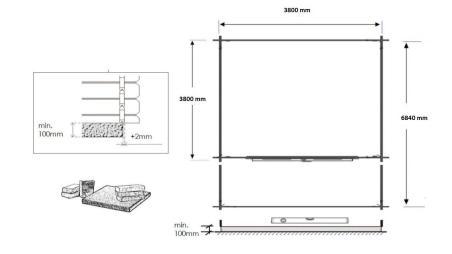 Abri de jardin en bois - 4x4 m + terrasse avec balustrade et avant-toit en bois - 28 m2