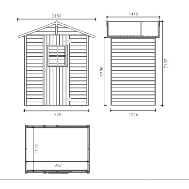 Abri de jardin en bois 2.17 m2 - 1.77x1.23 m - traité - Couleur: vert 2