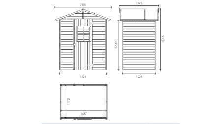 Abri de jardin en bois 2.17 m2 - 1.77x1.23 m - traité - Couleur: vert