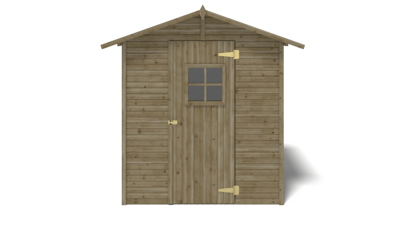 Abri de jardin en bois 2.17 m2 - 1.77x1.23 m - traité - Couleur: vert