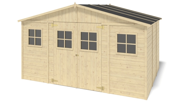 Abri de jardin en bois 11.88 m2 - 4x2.97 m - Couleur: naturel