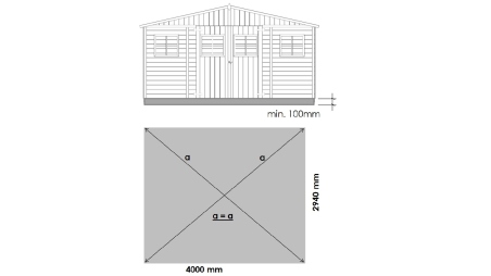 Abri de jardin en bois 11.88 m2 - 4x2.97 m - Couleur: naturel