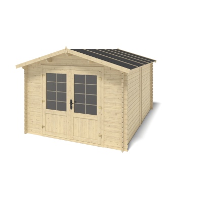 Abri de jardin en bois - 12m2 - 3x4m - Ep. 28mm - Couleur: naturel 2