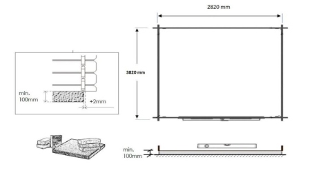 Abri de jardin en bois - 12m2 - 3x4m - Ep. 28mm - Couleur: naturel