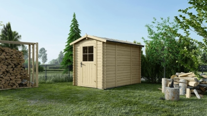 Abri de jardin en bois - 5.7m2 - 1.9x3m - Ep. 28mm - Couleur: naturel