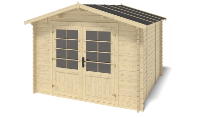 Abri de jardin en bois - 9m2 - 3x3m - Ep. 28mm - Couleur: naturel