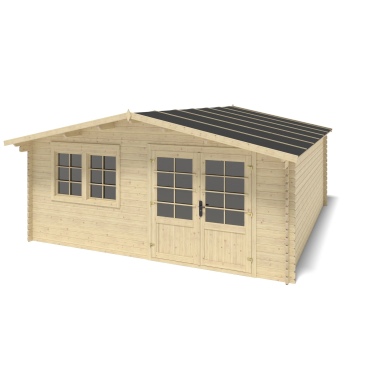 Abri de jardin en bois - 25m2 - 5x5m - Ep. 34mm - Couleur: naturel 2
