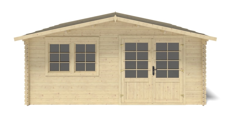 Abri de jardin en bois - 25m2 - 5x5m - Ep. 34mm - Couleur: naturel