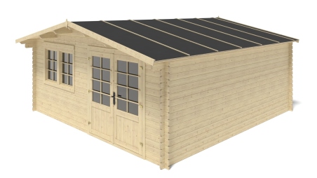 Abri de jardin en bois - 25m2 - 5x5m - Ep. 34mm - Couleur: naturel