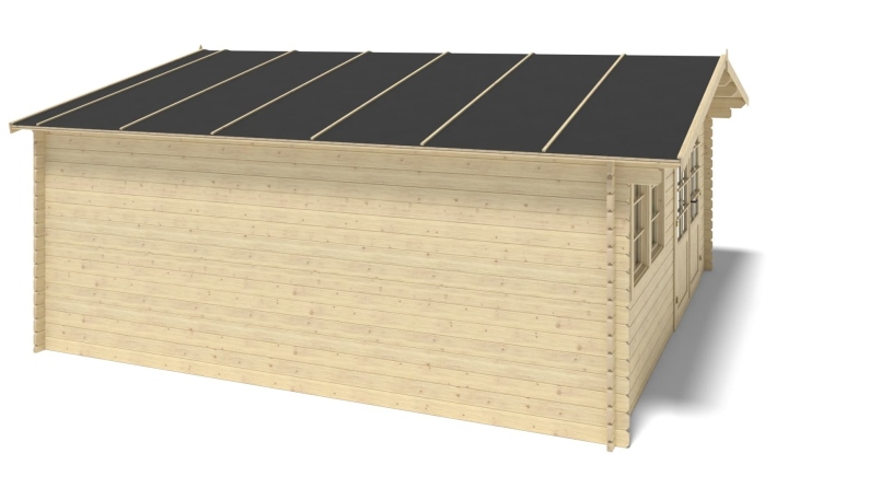 Abri de jardin en bois - 25m2 - 5x5m - Ep. 34mm - Couleur: naturel