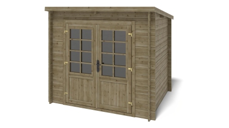 Abri de jardin en bois - 5m2 - 2.5x2m - Traité - Ep. 28mm - Couleur: vert