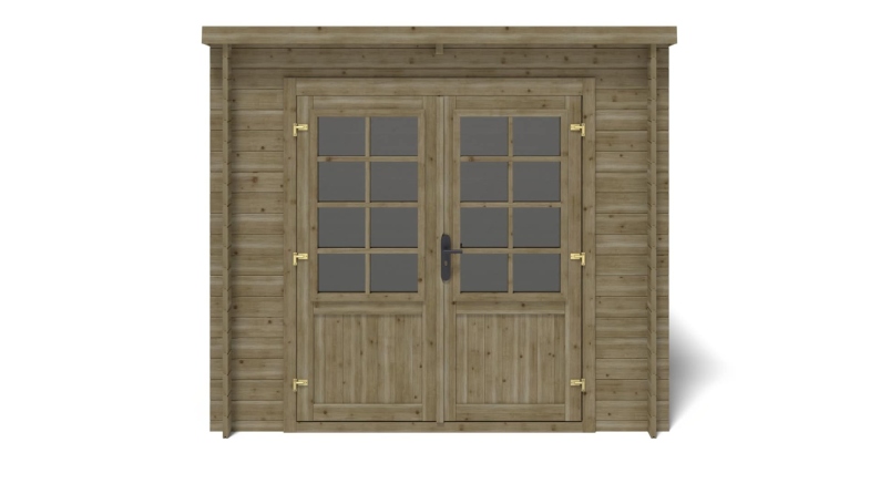 Abri de jardin en bois - 5m2 - 2.5x2m - Traité - Ep. 28mm - Couleur: vert