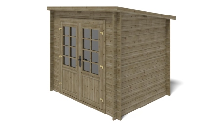 Abri de jardin en bois - 5m2 - 2.5x2m - Traité - Ep. 28mm - Couleur: vert